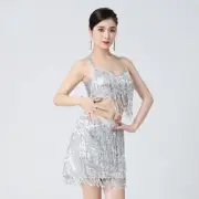 Ladies Tassel Top Skirt Dancewear Set Latin Dance Costume Salsa Rumba Club Party