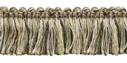 Taupe Black 1.25" Brush Fringe Trim Midnight Meadow [By The Yard]
