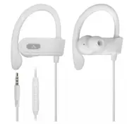 Avantree E171 - AUX 3.5mm White Wired Earbuds with Microphone & in-Line Volume Control, Compatible with Traditional 3.5mm AUX Phones - Corded Headphones with Ear Hook for Running & Sports, Black