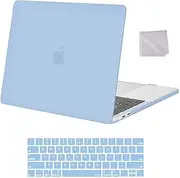 MOSISO Compatible with MacBook Pro 13 inch Case 2025, 2024, 2023-2016 M2 M1 A2338 A2251 A2289 A2159 A1989 A1708 A1706, Plastic Hard Shell Case & Keyboard Cover Skin & Wipe Cloth, Airy Blue