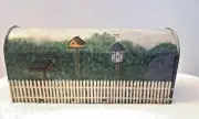 US Mailbox Hand Painted Bird House White Picket Fence Country Woods theme