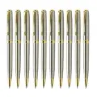 10 Pcs Parker Sonnet Ballpoint Pen Stainless Steel Gold Clip 0.7mm M Ink Refill