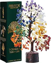 Zenfulstone 7 Chakra Tree of Life | Crystal Tree for Positive Energy - Meditation | Feng Shui Money Bonsai Tree | Home - Office - Crystal Decor | Healing Gemstone Artificial Tree | Spiritual Gift