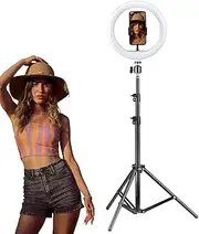 Selfie Ring Light with Tripod Stand | Adjustable 10 Inch LED Selfie Ringlight Kit | Stable Ringlight Kit LED Lights for Video Live Stream Photography