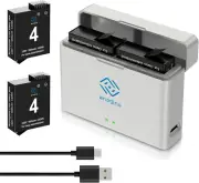 Osmo Action 4 3 Battery 1800Mah and Dual USB LED Charger Kit for DJI Osmo Action