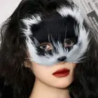 Animal Half Face Mask Cartoon Masquerade Mask Plush Cat Mask Cosplay Props