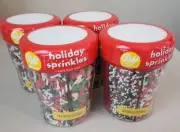 LOT OF 4 Wilton Holiday Sprinkles Mix 6-Cell w/ turning lid 6.7 Oz NEW