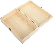 HOOTNEE Wooden Treasure Chest With Hinged Lid And Clasp Rustic Decorative Storage Box For Kids Keepsakes Jewelry And Present Unpainted Wood Case For DIY Crafts