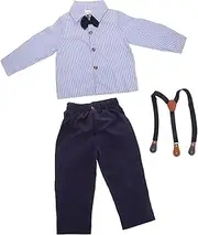 [CALLARON] 1 Set Boys Formal Suit Set Stylish British Design Long Sleeve Shirt with Bow Tie Overalls for Boys Elegant Dress Shirt for Spring Autumn Events
