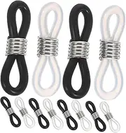 [AKOOSY] 12Pcs Eyeglass Holder Chain with Non Slip Rubber Rings Black White Durable DIY Accessories for Customizing Glasses Chains and Enhancing Eyewear Retention
