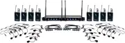 VocoPro 8 Channel UHF Wireless Headset & Lapel Mic System with Mic-On-Chip