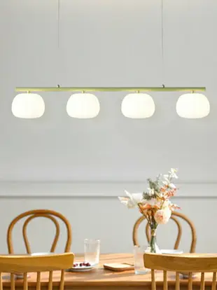 餐廳吊燈奶油風2024年新款網紅飯廳燈簡約現代極簡長條餐桌吊燈具