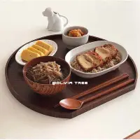 在飛比找Yahoo!奇摩拍賣優惠-Ins 日式木製單人半圓形托盤小吃盤木餐盤家用托盤木製水果盤