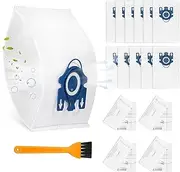 12 Pack 3D Airclean Vacuum Dust Bags for Miele GN Classic Cl/Complete C2/Complete C3/S400-S456i/S600-S658/S800-S858/S2000-S2999, Include 4 Motor Protection Filters and 1 Brush