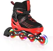 Inline Skates for Children, Adjustable Inline Skates for Children, Adults, Girls and Boys Inline Skates, Roller Skates for Indoor and Outdoor Use, Red
