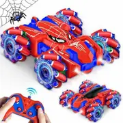 Spider Car Remote Control 2.4GHz Stunt 360 Degree Rotating Double Sided RC Cool Headlights Rechargeable 4WD Off Road Drift Toy Kids Fun