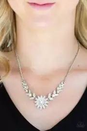 Paparazzi Garden Glamour - White - Necklace & Earrings