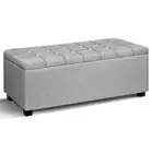 Storage Ottoman Blanket Box 97cm Button Linen Grey Artiss