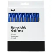Keji Retractable Gel Pens 0.7mm Blue 10 Pack