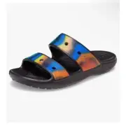Crocs Unisex Classic Rainbow Spray Dye Two Strap Slide Sandals M10/W12