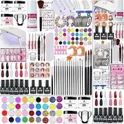 MAGIC ARMOR Acrylic Nail Kit with Everything - Nail Art Supplies Kit Acrylic Powder Liquid Monomer Nail Extension Kit with 12W UV Light Glitter UV Gel Acrylic Nails Brush Nail Extension Kit for Beginners
