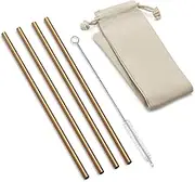Outset 76627 Copper Straight Reusable Straws, 1 x 3.5 x 10 inches, Metallic