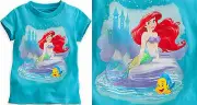 ARIEL AND FLOUNDER TEE FOR GIRLS ~DISNEY STORE~ THE LITTLE MERMAID FREE SHIPPING