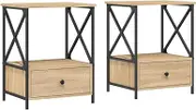 vidaXL Modern Bedside Tables 2 pcs Set - Sonoma Oak Brown Finish, 50x41x65 cm, 25 kg, Engineered Wood, Versatile Usage for Bedrooms or Living Spaces.