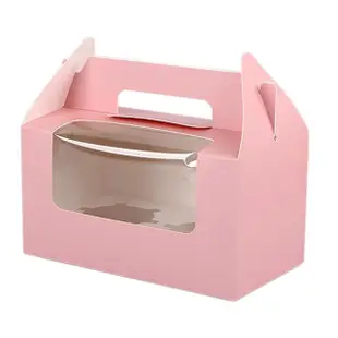 【COLOR ME】手提開窗蛋糕盒(雙粒款 手提蛋糕盒 蛋糕盒 包裝盒 西點盒 開窗蛋糕盒 杯子蛋糕包裝盒)