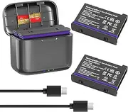 Fast Charge Hub with 2 Packs Batteries(2500mAh) for Insta360 X4, Quick Portable Battery Charge Storage Station Compatible with Insta360 X4 (2 Channel Set)