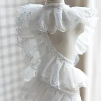 在飛比找ETMall東森購物網優惠-愛心天使翅膀多層白色網紗皺褶花邊刺繡蕾絲服裝花邊輔料