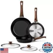 Frying Pan Set With Lids - Non Stick Frying Pans Set 3 Pcs, Nonstick Skillet