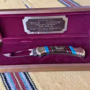 EARLY ISSUE BEAUTIFUL DAVE YELLOWHORSE BUCK 112 HORSE KNIFE NEVER USED W/BOX