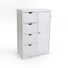White Storage Cabinet Wooden 4 Drawer 1 Door Multipurpose Cupboard Shelf Stand