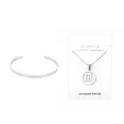 2pc Annabel Trends Stainless Steel Cuff Bangle & Pendant Zodiac Scorpio Silver