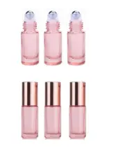6Pcs 5Ml Essential Oils Glass Roll on Bottle,Empty Refillable Roller Bottles Via