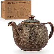 URBAN LIFESTYLE Ceramic Teapot with Infuser for Loose Tea, 1.1L (5cups) A Drip-Free Teapot, Swansea Sea Green