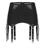 Womens Ladies Patent Leather Garters With Metal Clips Suspender Belt Clubwear Stage Performance Rave Costume Underwear Lingeries Ssbgv Black L