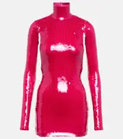 [LaQuan Smith] LaQuan Smith Sequined turtleneck minidress AU 14 pink