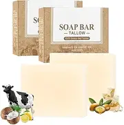 Tallow Naourish Soap - Beef Tallow Skin Care - Tallow Unscented Soap for Dry Skin - Deep Clean Handmade Soap - Nourish Bar Soap Facial Soap for Body Face - Oil Control Soap Skincare 100g (2pcs)