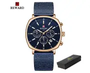 REWARD Casual Sports Watch for Men Top Brand Luxury Stainless Steel Mesh Wrist Watch Mens Clocks Waterproof Chronograph Watches