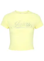 Juicy Couture Retro Logo-embellished Cotton T-shirt - Yellow - XS (UK6 / XS) XS (UK6 / XS)