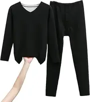 [RAFYZY] Men's Thermal Underwear Set Base Layer Long Sleeve Cashmere Silk Fleece Top and Bottom Homewear Set XL-5XL