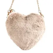 Heart Shape Plush Cute Handbag Chain-strap Shoulder Bag