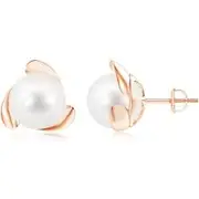 Freshwater Pearl Flower Stud Earrings