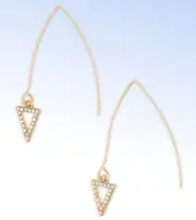 CANVAS Jewelry Matte Gold-Tone Pave Crystal Triangle Threader EARRINGS