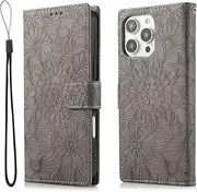 Leather Wallet Case for Xiaomi Redmi Note 8 Pro Case,Flower Floral Girl Women Card Holder Slots and Kickstand PU Magnetic Shockproof Protective Flip Cover for Xiaomi Redmi Note 8 Pro-Gray