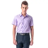 在飛比找momo購物網優惠-【金安德森】紫色寬暗紋窄版短袖襯衫