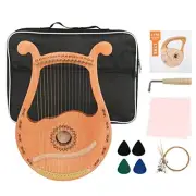 Lyre Harp 16 Strings Mahogany Wood Lyre Harp with Tuning Wrench, Pick, 16