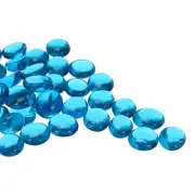 Glass Beads,36pcs Flat Glass Gemstone Transparent Lake Blue 0.44lbs Glass Pebble